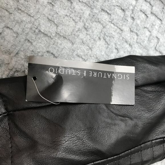 Signature Studio Jacket Womens Med Black Moto Madness Faux Leather Biker Zip NEW - Picture 15 of 16